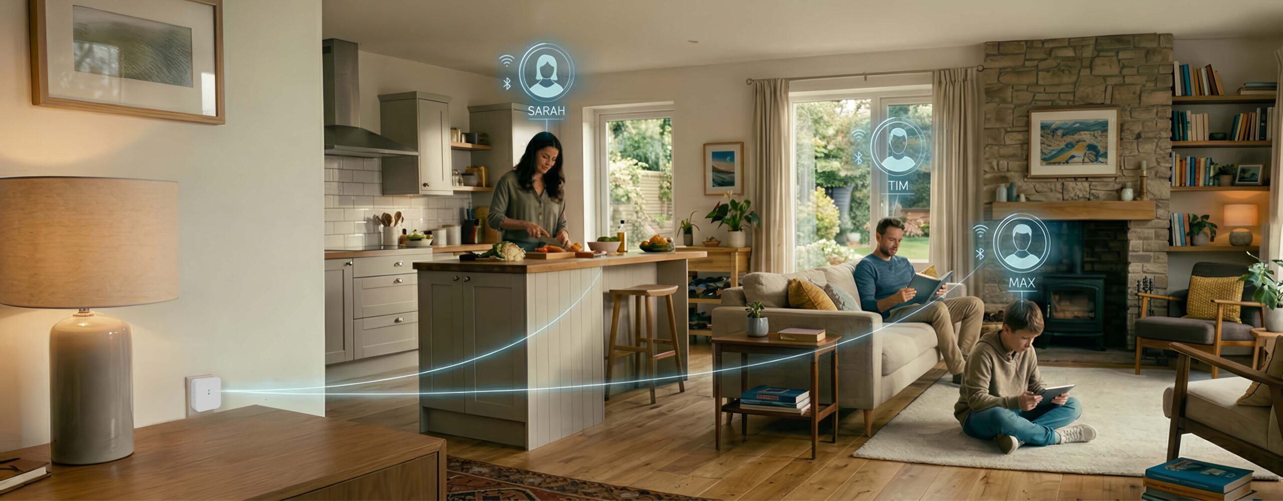 Family In Living Room with eSphere Sensor